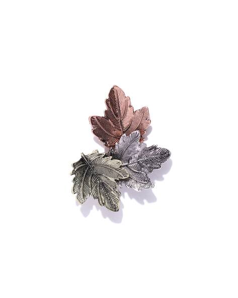 Youbella Leaf-Design Metal Brooch
