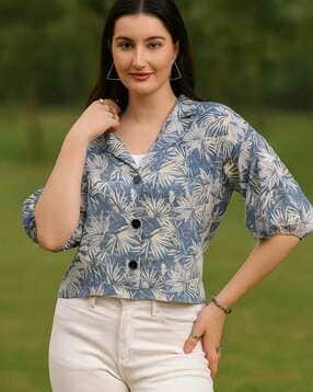 Women Printed Regular Fit Shirt with Cuban Collar-image-15