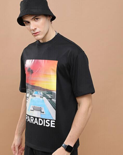 Highlander Men Graphic Print Oversized Fit Crew-Neck T-Shirt