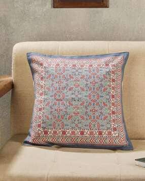 fabindia Floral Print Square-Shaped Cushion Cover 16"x16"-picture-32