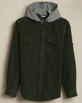 allen solly Boys Slim Fit Hooded Shirt with Flat Pockets-picture-32