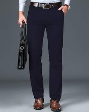 avanova Men Relaxed Fit Flat-Front Trousers-picture-16