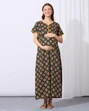momtobe Women Floral Print Nighti with Insert Pocket-picture-5