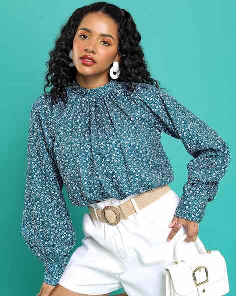Tokyo Talkies Women Floral Regular Fit High Neck Top