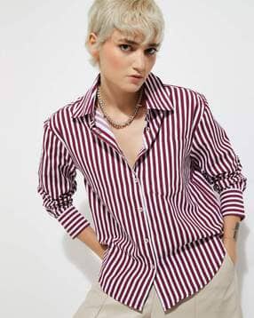 max Women Striped Oversized Shirt-picture-40