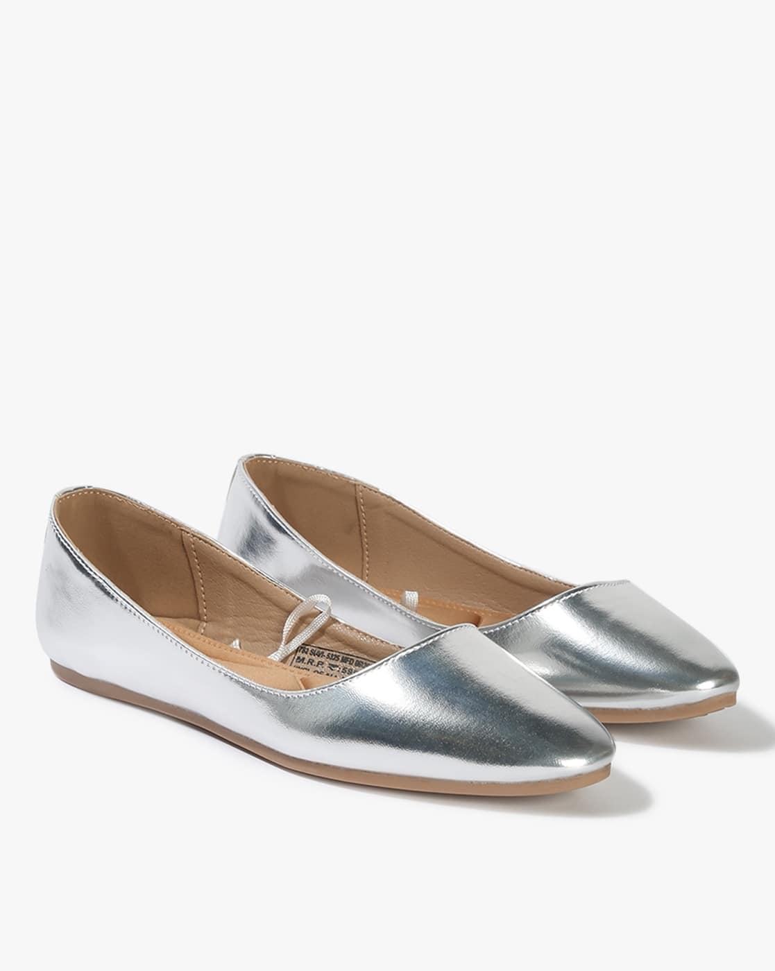 YOUSTA Women Pointed-Toe Ballerinas (Silver)