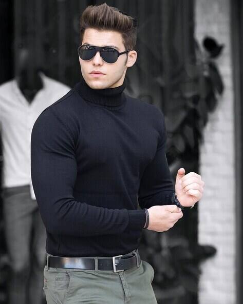 AOOSH Men High-Neck Regular Fit T-Shirt