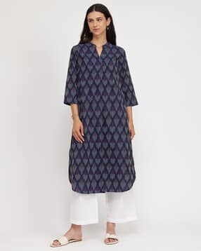 pink fort Women Ikat Print A-Line Kurta-picture-19