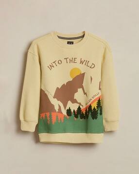 Boys Typographic Print Sweatshirt with Full Sleeves-image-2