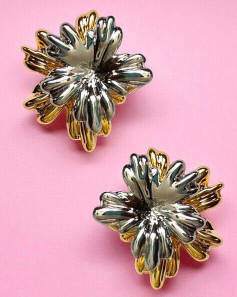 Oomph Women Dual-Tone Floral Studs