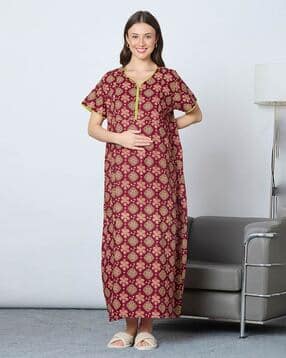 momtobe Women Floral Print Nighti with Insert Pocket-picture-46