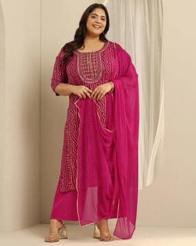 extra love by libas Women Bandhani Print Straight Kurta Suit Set-picture-11
