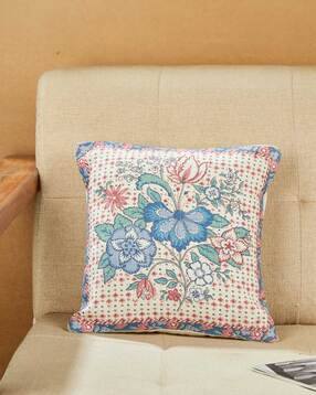 fabindia Floral Print Square-Shaped Cushion Cover 16"x16"-picture-41