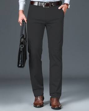 avanova Men Relaxed Fit Flat-Front Trousers-picture-45