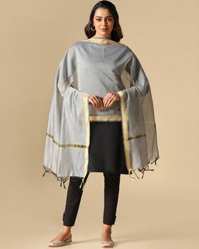 svaraa Women Lace Dupatta with Tassels -picture-12