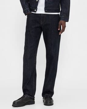 Men Rinsed Mid-Rise Straight Stretchable Jeans-image-5