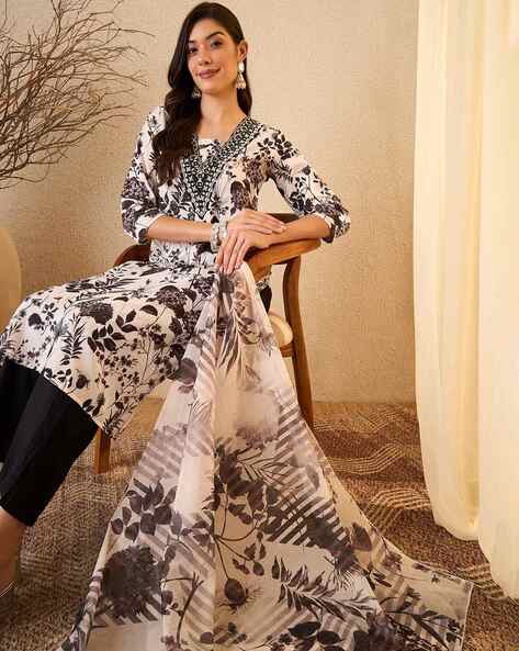 Royal Export X AG Women Embroidered Straight Kurta with Pants & Dupatta Set