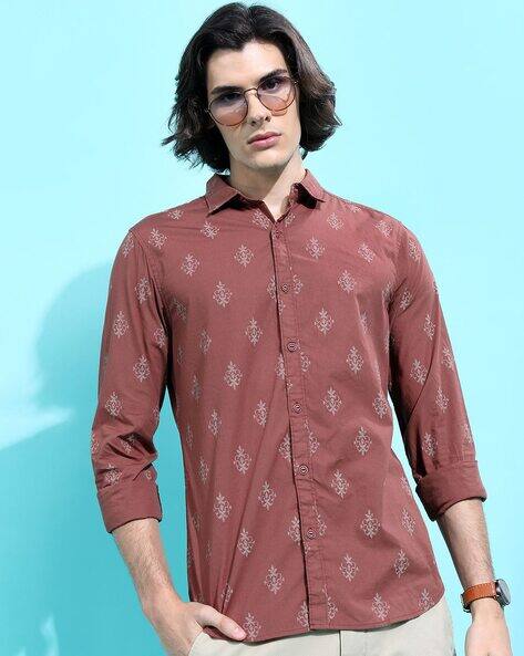 Highlander  Men Classic Self-Design Slim Fit Shirt