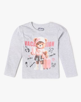 kg frendz Girls Vacation Print Regular Fit Round-Neck T-Shirt-picture-12