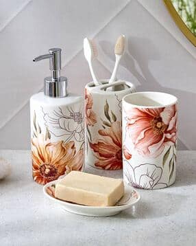 home centre Ceramic Floral Print Tooth Brush Holder-picture-48