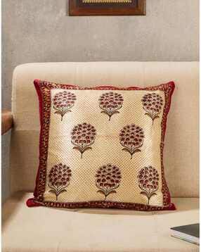 fabindia Floral Print Square-Shaped Cushion Cover 16"x16"-picture-19