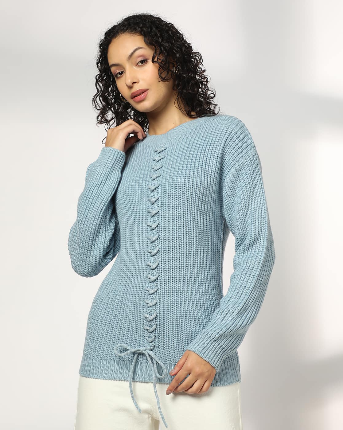 Buy DNMX Women Knitted Sweater with Cr Online | Ajio.com