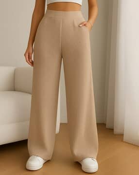 Women Ribbed Relaxed Fit Trousers
