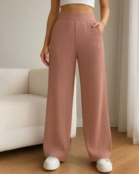 Women Ribbed Relaxed Fit Trousers