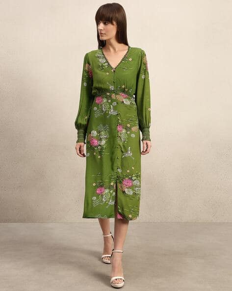 slim fit dress slacks VERO MODA Women Abstract Print Black Cotton Above Knee Length Fit and Flare  Dress main image 1