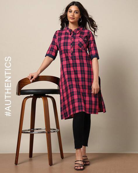 Indie Picks Hand Embroidered Straight Cut Cotton Kurta