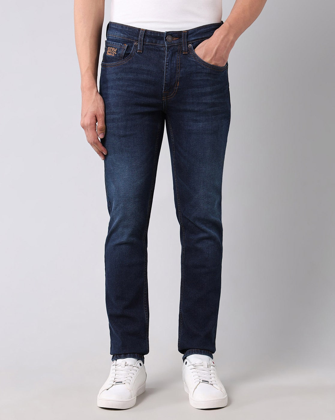 U.S. Polo Assn. Men Lightly Washed Skinny Jeans For Men (Indigo, 36)