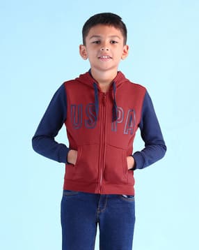 Boys Brand Print Regular Fit Zip-Front Hoodie-image-39