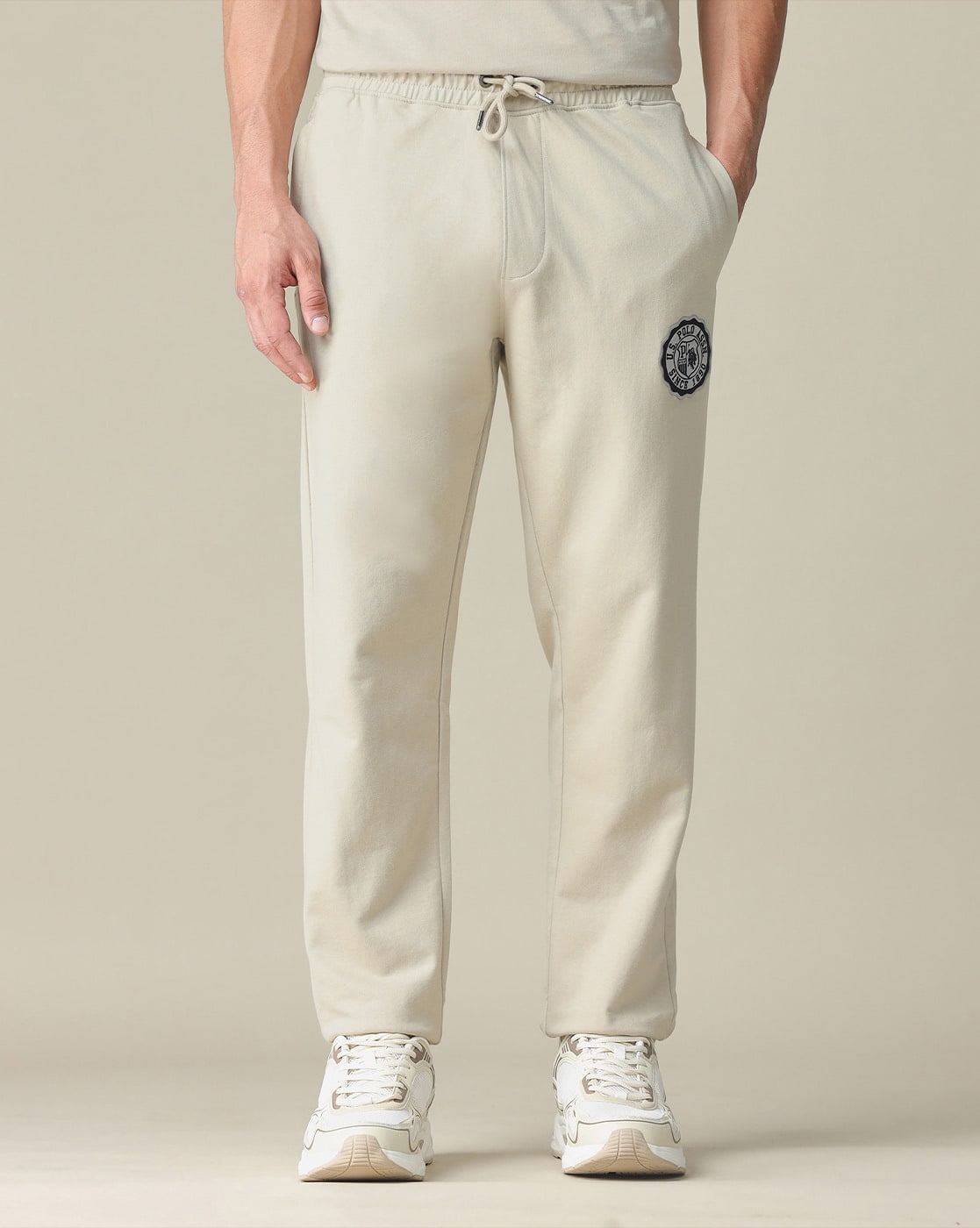 Men Straight Track Pants with Drawstring