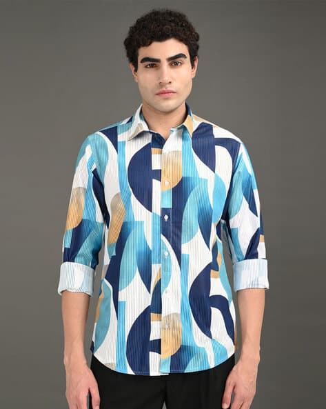 BHINDAS Men Geometric Print Slim Fit Shirt