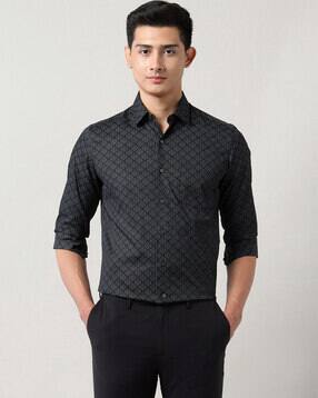 arrow Men Geometric Print Slim Fit Shirt with Patch Pocket-picture-40