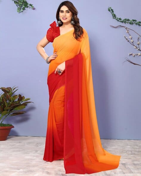 Buy Orange Sarees for Women by Revangi Online