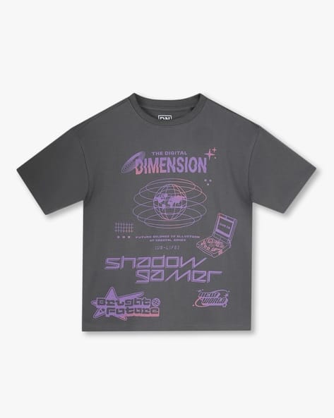 Buy YB DNMX Boys Graphic Print Boxy Fit C Online | Ajio.com