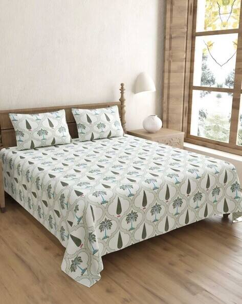 UniqChoice 180 TC Floral Print King-Size Double Bedsheet with Pillow Covers