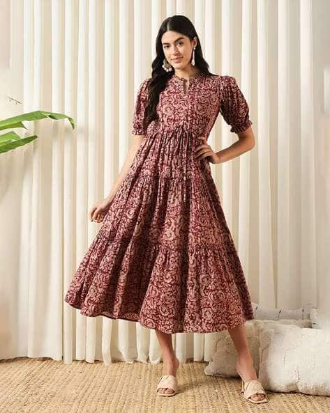 Buy ZWERLON X AG Women Floral Print Tiered Dre Online | Ajio.com
