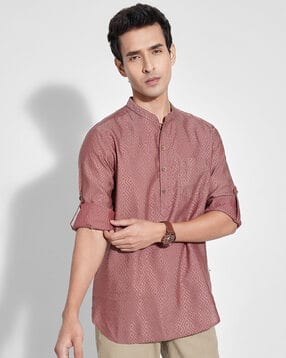 indus route by pantaloons Men Regular Fit Short Kurta-picture-12