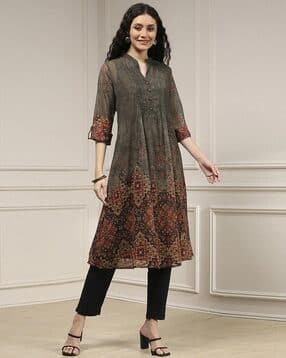 biba Women Floral Print A-Line Kurta with Camisole-picture-43