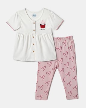 Printed  Top and Leggings Set for Girls-image-32