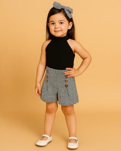 Ninas Girls Ribbed Shorts & Top Set