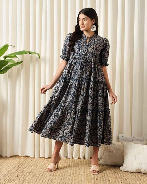 ZWERLON X AG Women Printed Tiered with Tie-Up