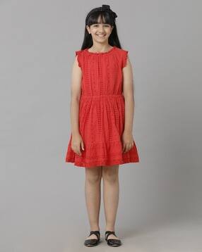 under fourteen only Girls Embroidered A-Line Dress-picture-12