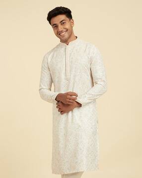 diwas by manyavar Men Floral Print Regular Fit Kurta-picture-18