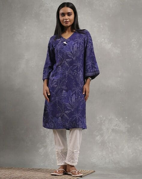 Women Floral Print Straight Kurta