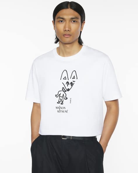 Buy Maison Kitsune Party Fox Comfort T-Shirt | White Color Men