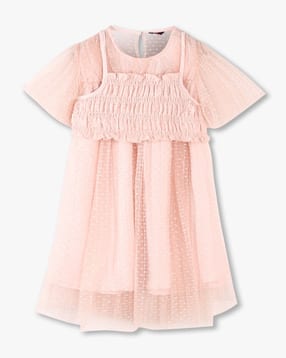 kg frendz Girls Pleated Fit & Flare Tulle Dress with Smocked Vest-picture-40
