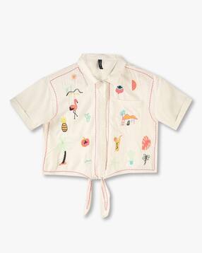 Girls Embroidered Boxy Fit Shirt